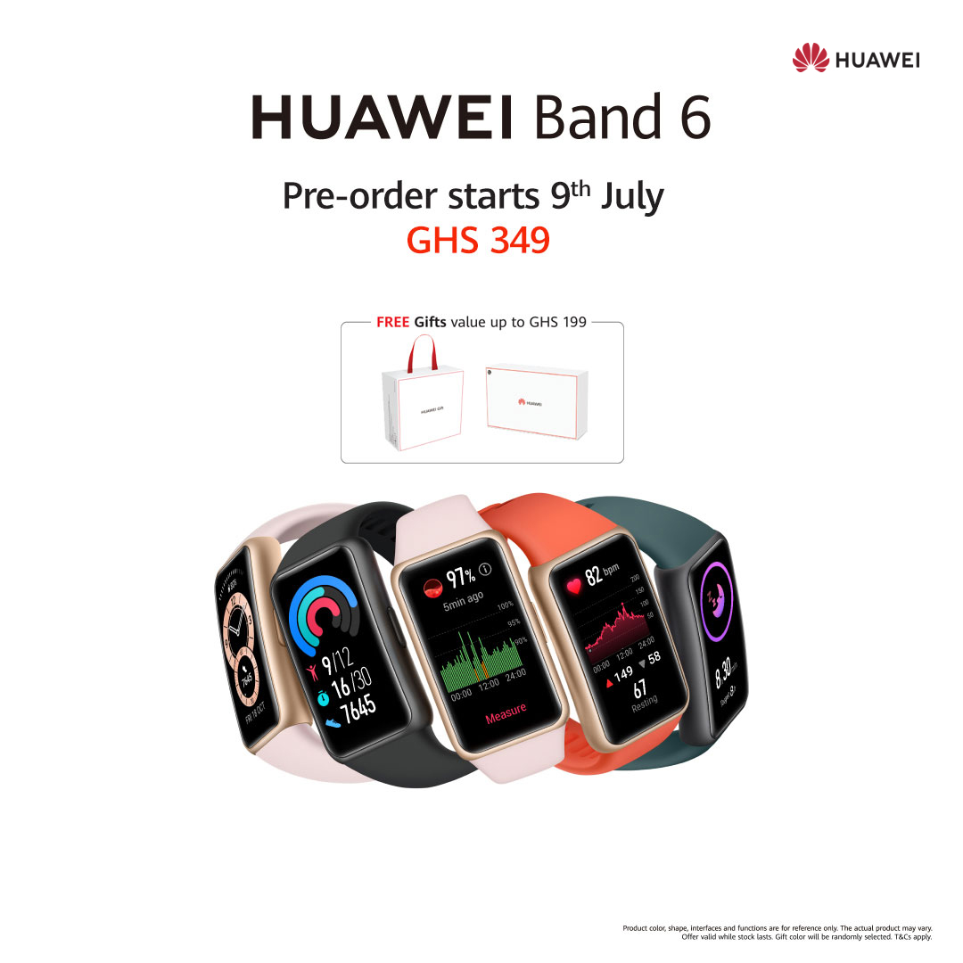 Preorder the new and stylish HUAWEI Band 6 in Ghana and enjoy some amazing gifts