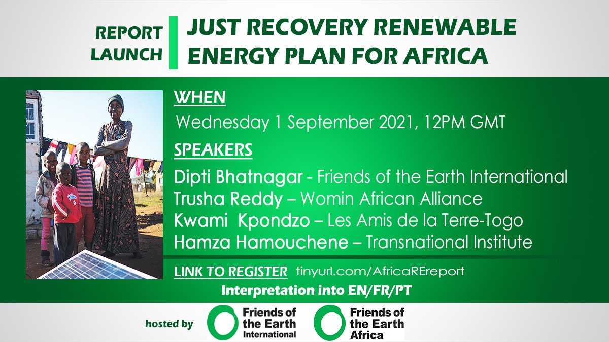 Friends of the Earth Africa to Launch Report on Renewable Energy Plan for Africa