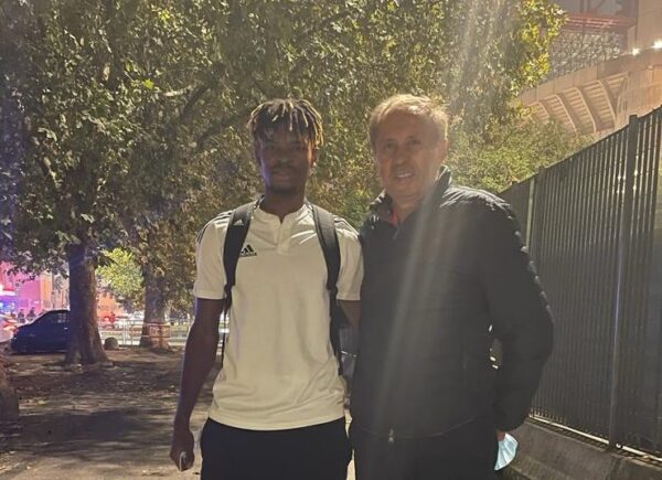 Milovan Rajevac meets Edmund Addo after FC Sheriff's defeat to Inter Milan in Champions League