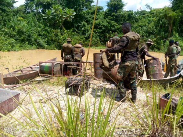 Flushing out Illegal Miners on major River Bodies – Ghana Armed Forces gets results