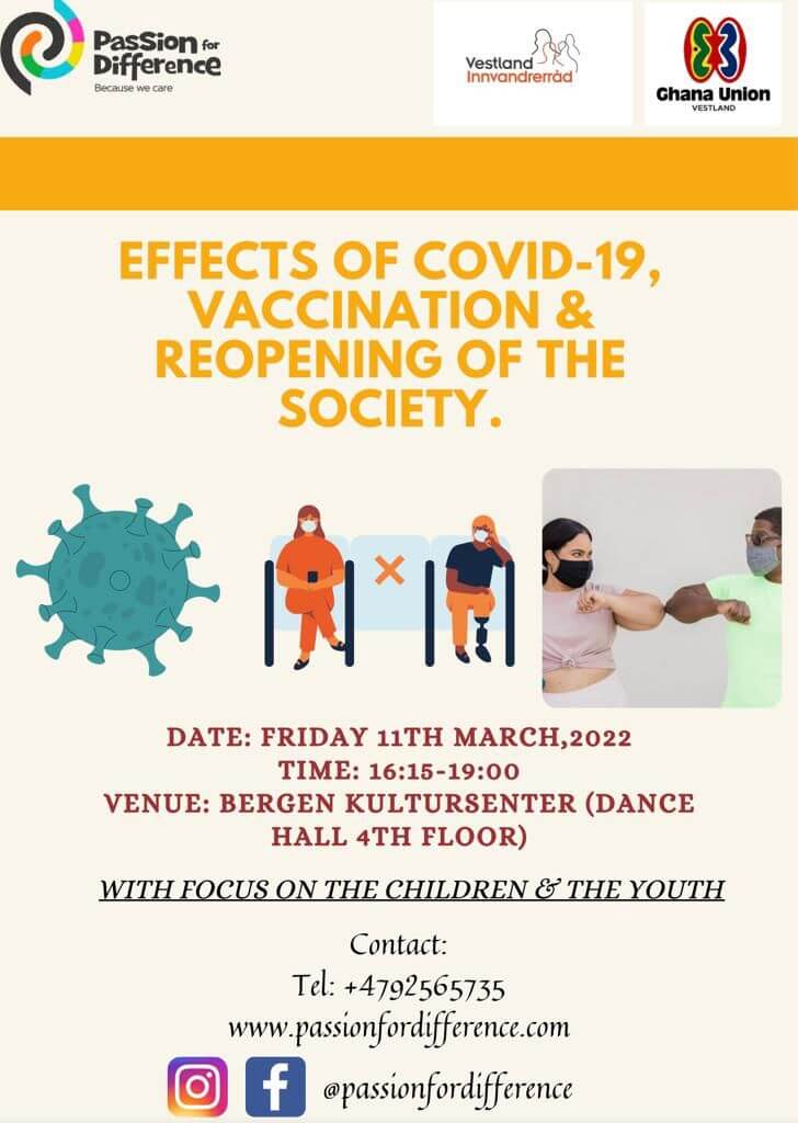 Passion for Difference to hold seminar to intensify education on COVID-19 vaccination in Norway