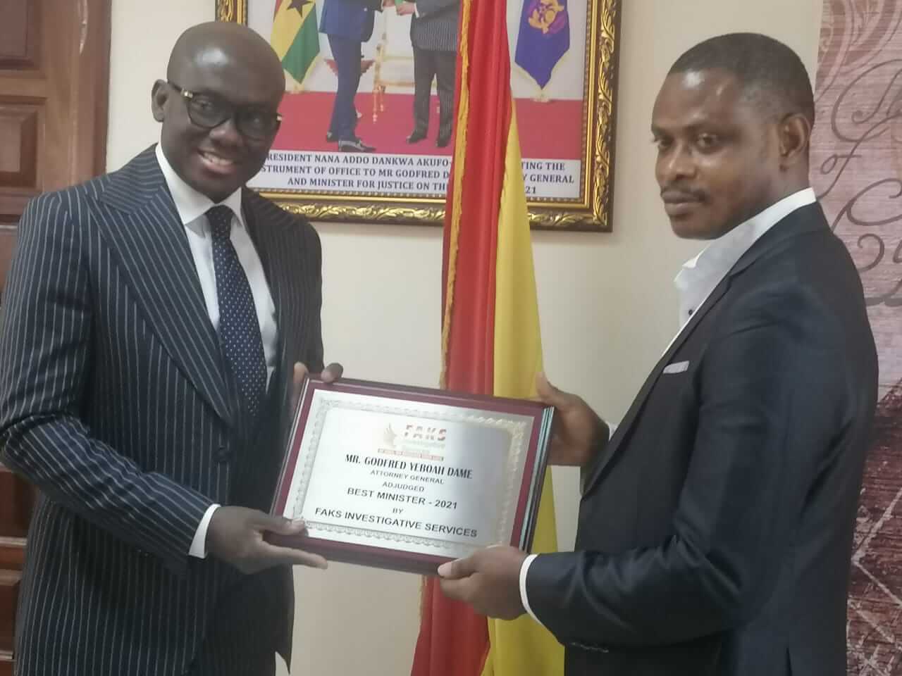 Attorney General Godfred Dame Honored as Best Performing Minister for 2021