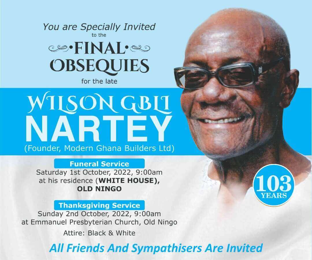 Great Ningo: Planned Celebration of Life of W. G. Nartey is on course