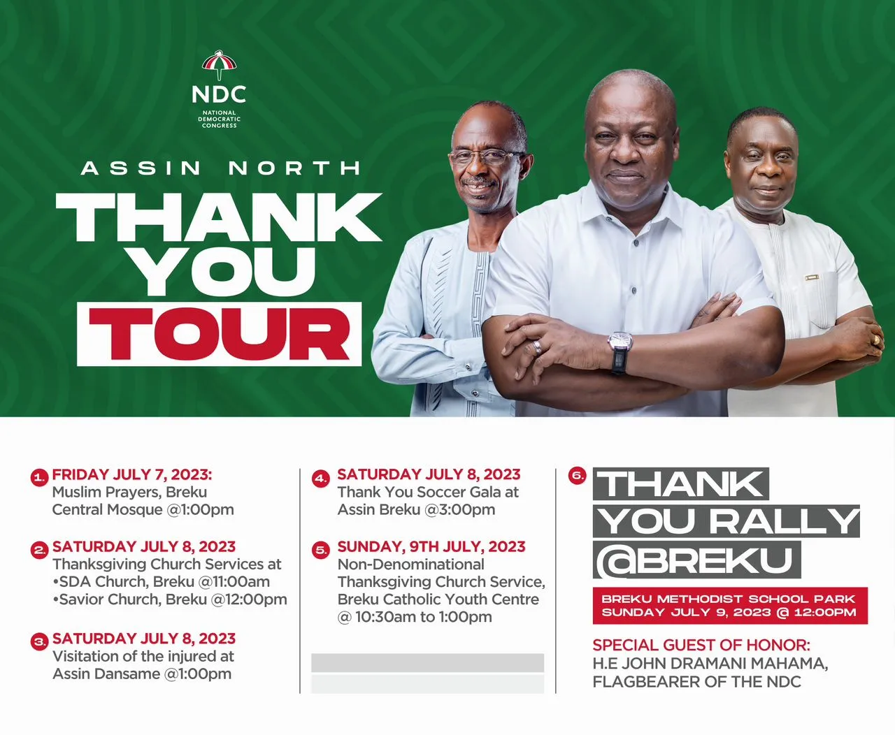 Assin North: NDC plans a Thank you tour to appreciate the people for voting for Gyakye Quayson