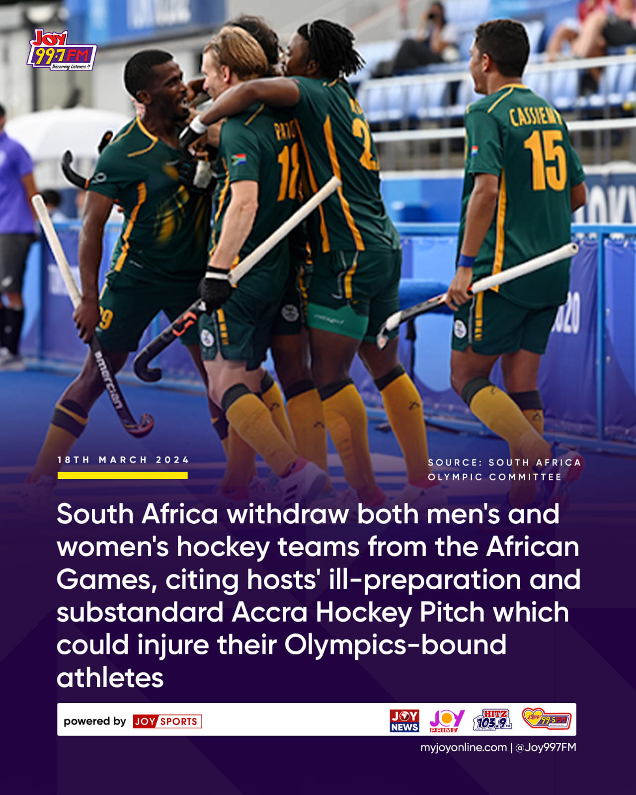Shameful: South Africa withdraws its Men and Women’s Hockey teams from the 13th African Games